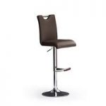 Bardo Brown Bar Stool In Faux Leather With Round Chrome Base