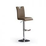 Bardo Cappuccino Faux Leather Bar Stool With Round Chrome Base