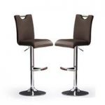 Bardo Bar Stools In Brown Faux Leather in A Pair