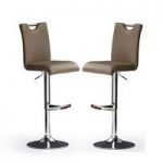 Bardo Bar Stools In Cappuccino Faux Leather in A Pair