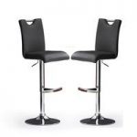 Bardo Bar Stools In Black Faux Leather in A Pair