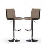 Lopes Bar Stools In Cappuccino Faux Leather in A Pair