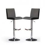 Lopes Bar Stools In Black Faux Leather in A Pair