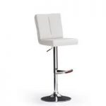 Bruni White Bar Stool In Faux Leather With Round Chrome Base