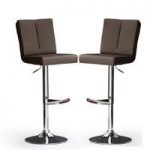 Bruni Bar Stools In Brown Faux Leather in A Pair