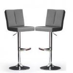 Bruni Bar Stools In Grey Faux Leather in A Pair