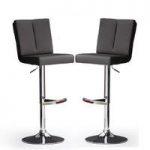 Bruni Bar Stools In Black Faux Leather in A Pair