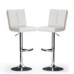 Bruni Bar Stools In White Faux Leather in A Pair