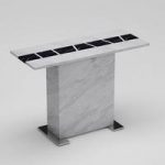Sonati White Console Table In Marble Effect With Steel Base