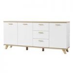 Ohio Sideboard In White And Solid Oak With 3 Doors And 3 Drawers