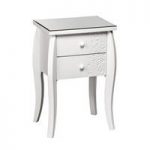 Flair Bedside Cabinet In White With Glass Top And 2 Drawers