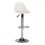 Xian Bar Stool In White Faux Leather Seat And Chrome Base