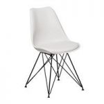 Alford Dining Chair In White ABS Plastic With Faux Leather Seat