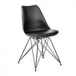 Alford Dining Chair In Black ABS Plastic With Faux Leather Seat