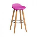 Adoni Bar Stool In Pink ABS With Natural Beech Wooden Legs