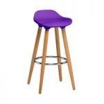 Adoni Bar Stool In Purple ABS With Natural Beech Wooden Legs