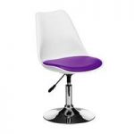 Cairo Bar Chair In White ABS With Purple Faux Leather Seat