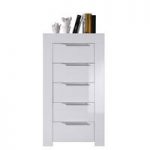 Mikado Chest Of Drawers In White High Gloss With 5 Drawer