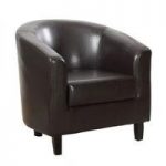 Hana Stylish Tub Chair In Brown Faux Leather