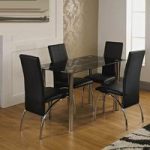 Janet Dining Table In Black Glass Top With 4 Aston Dining Chairs