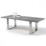 Savona Small Dining Table In Grey With Stainless Steel Legs