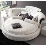 Romantica Round Chesterfield Style Bed In White Bonded Leather
