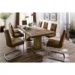 Mancinni 8 Seater Dining Table In 220cm With Flair Dining Chairs