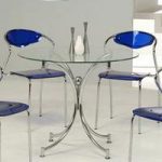 Jenny Round Dining Table In Clear Glass With Chrome Legs