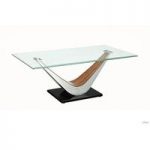 Cobra Coffee Table In Clear Glass Top With V Shape Walnut Base