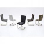 Luna Metal Swinging Dining Chair In Brown Faux Leather
