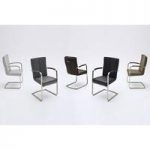 Luna Swinging Dining Chair In Black Faux Leather With Armrest