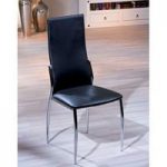 Delta Dining Chair In Black Faux Leather With Chrome Legs
