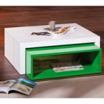 Elko Extendable Storage Coffee Table In White And Green Gloss