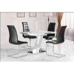 Mariya Dining Table In White Gloss With 4 Black Dining Chairs