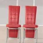 Ravenna Dining Chair In Red Faux Leather in A Pair