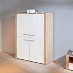 Utopia Highboard In Sonoma Oak With 4 Doors In White Fronts