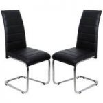 Daryl Dining Chair In Black PU Leather in A Pair