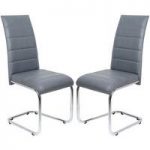 Daryl Dining Chair In Grey PU Leather in A Pair
