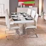 Cortina Extendable White Gloss Dining Table With 6 Mestler Chair