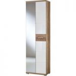 Jason Wardrobe In White High Gloss And Oak With Mirror