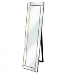 Bevelled Cheval Free Standing Mirror In Silver With Amber LED