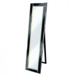 Bevelled Cheval Free Standing Mirror In Black With LED Lights