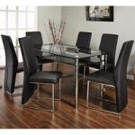 Athens Clear Glass Top With Black Trim Dining Table And 6 Chairs