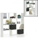Stretch Wooden Bookcase And Shelving Unit In White