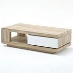 Gloria Coffee Table In Oak With 1 Rotating Drawer In White Front