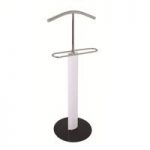 Maike Valet Stand In Chrome And White Gloss With Black Glass
