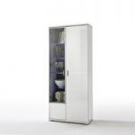Lorano Display Cabinet In Glass And White Gloss With 2 Door