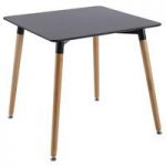 Julia Dining Table Square In Black Top With Solid Beech Legs