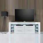 Sorrento Tall LCD TV Stand In White Gloss With White LED Light