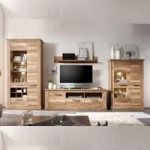 Montreal Living Room Furniture Set 2 In Walnut Satin With LED